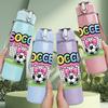 1PC Soccer Goal Football Cartoon Print 750ml Color Plastic Sports Water Bottle Leakproof Flip Straw Lid Suitable for Sports Office Home Use
