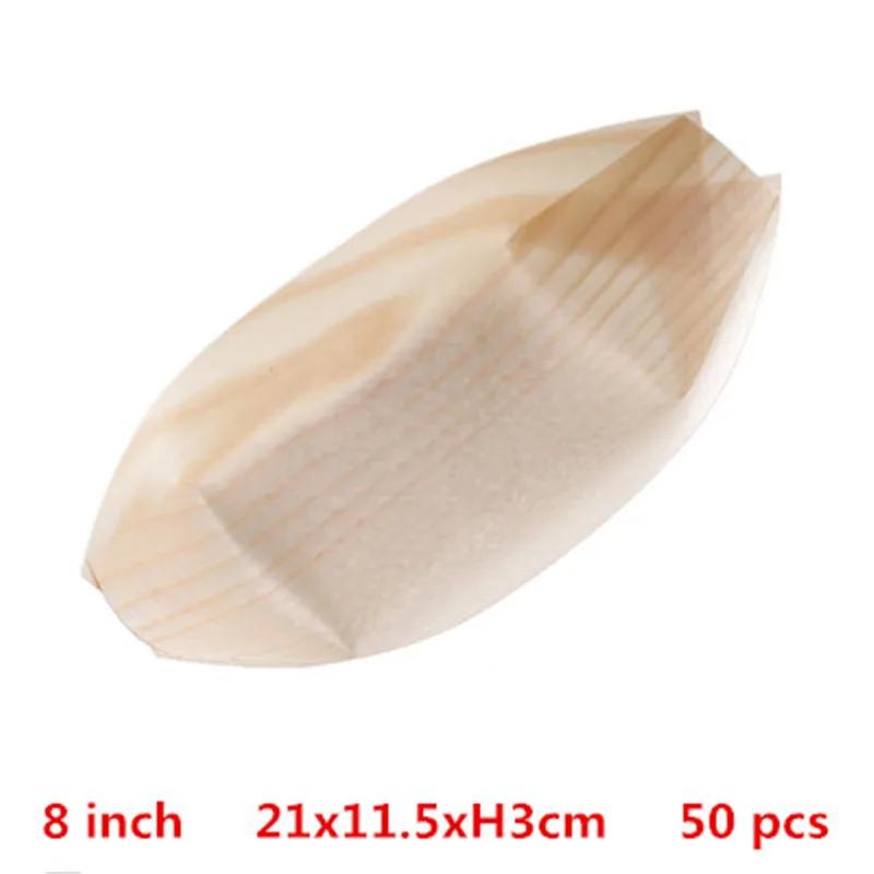 50 100pcs Natural bamboo Disposable Kayak sushi Wood Boat Salad Dessert Pine cake Boat Snack Bowl mat sushi plate tray onigiri