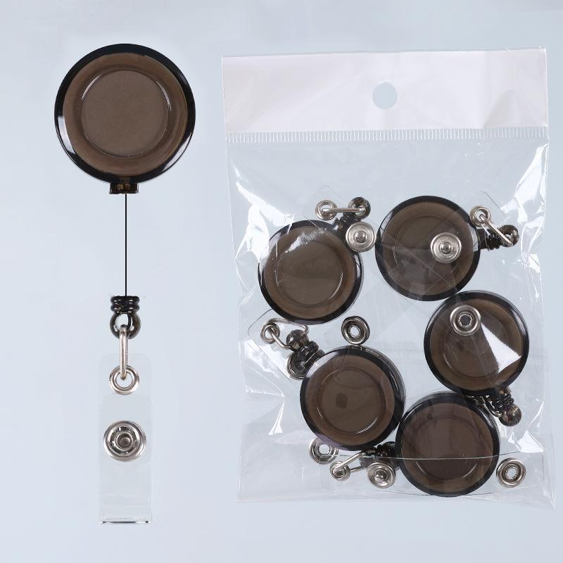 5 st Färg Infällbar Dragbricka ID Lanyard Namnskylt Korthållare Rullar Nyckelring Anti-Förlorad Kedjeklämmor Skola Kontorsmaterial