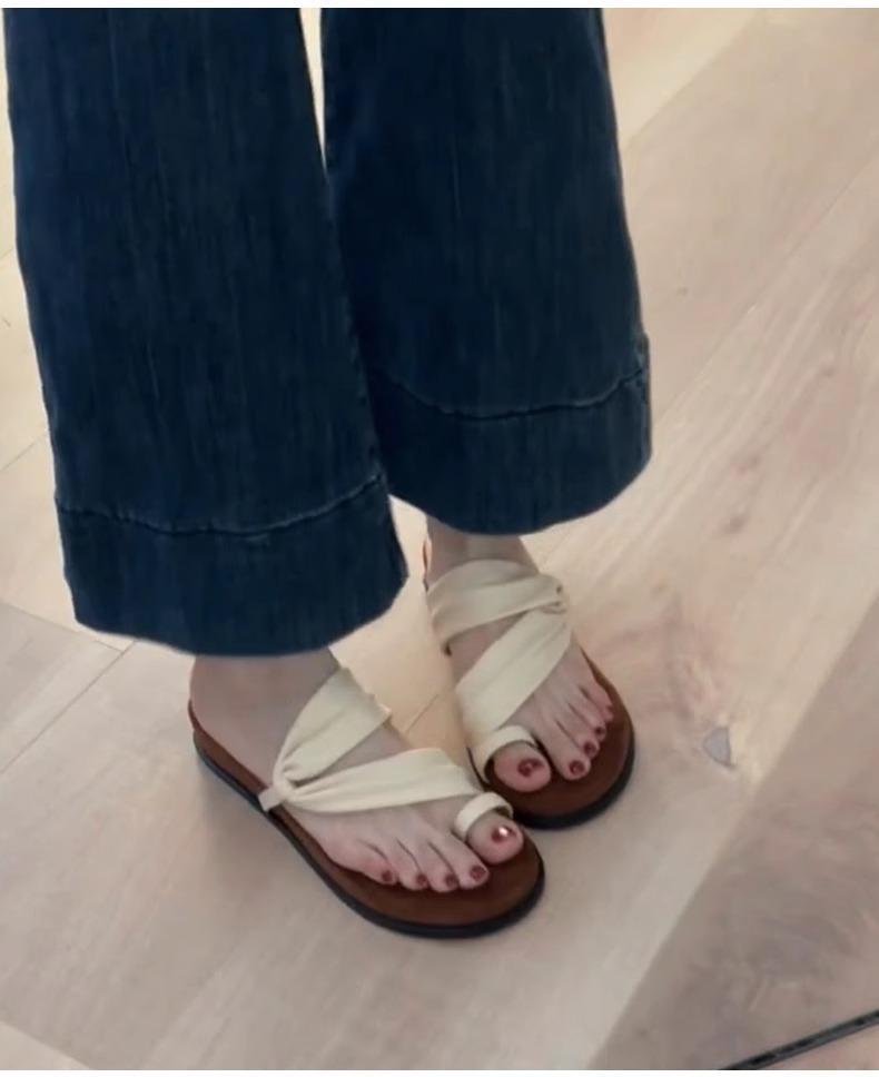 

Версия из овчины крутые тапочки носить новый бант плоская подошва лето пляж закрытый носок сандалии 40