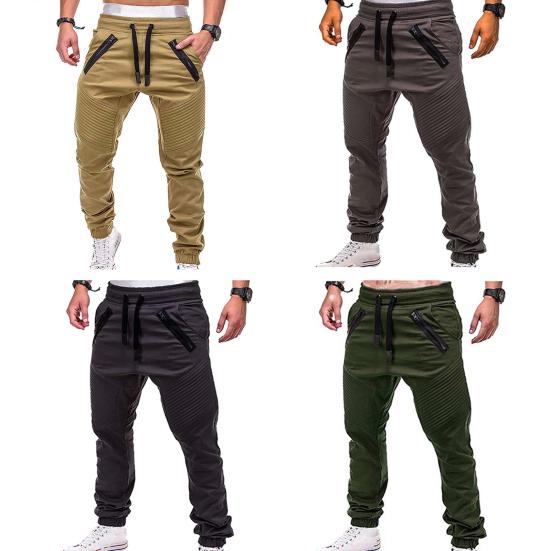 Hose mit Kordelzug, verstellbar, für Herren, Streifen, Reißverschlusstaschen, Sporthose für Outdoor-Aktivitäten