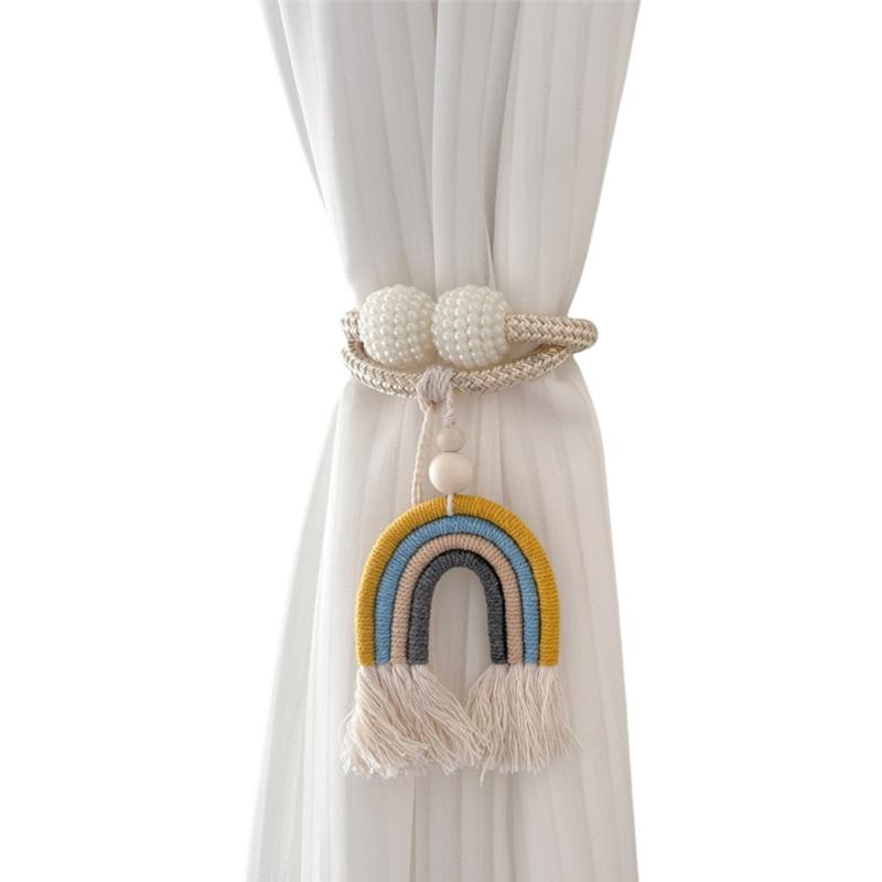 2PCS Rainbow Curtain Clip Tiebacks Tasseled Rope Holders For Home Decoration