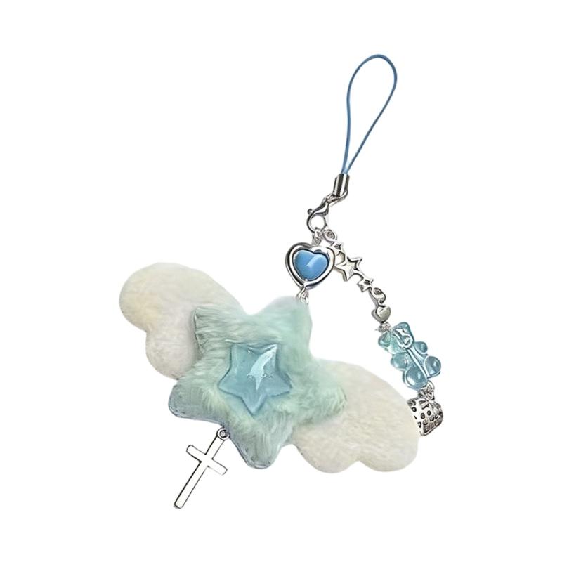 Plüsch Sternform Erdbeere Schlüsselanhänger Anhänger Weicher Plüschstoff Handy Lanyard Für Geschenke Und Tägliche Nutzung Handy Kette
