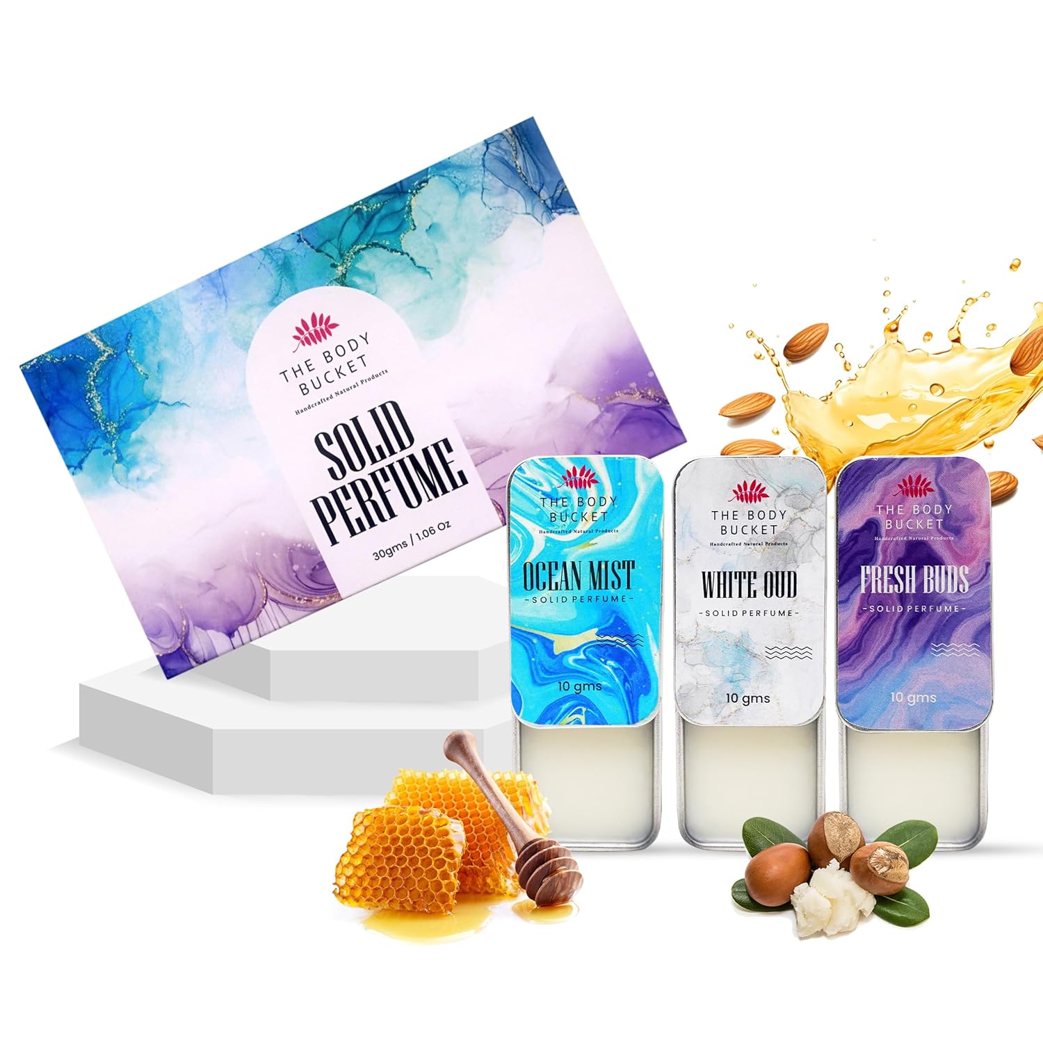 

Набор твердых одеколонов-духов Ocean Mist, White Oud и Fresh Bud - по 10 г каждый | Коллекция для подарков унисекс. 10 GM