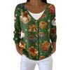 Women's Fashion Long Sleeve Christmas Snowman Snowflake Print Jacket Cardigan