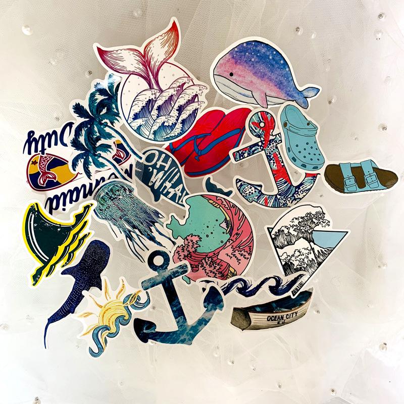 50Pc Waves Beach Surfing Stickers Same Cute Stickers Vtuber Luggage Stickers Mug Stickers Notebook Decoration Stickers