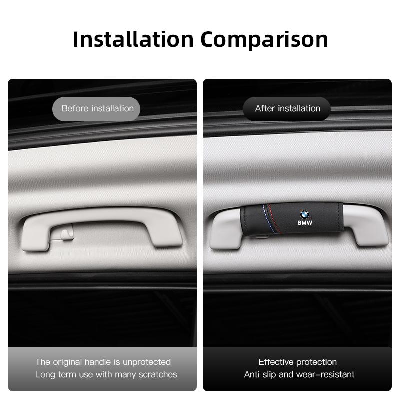 JFTX5 2Pcs Suede Handle Cover Car Roof Armrest Pull Protection Glove For BMW E46 E60 E70 Performance F30 F40 E39 E36 E87 M F10 E90 F20