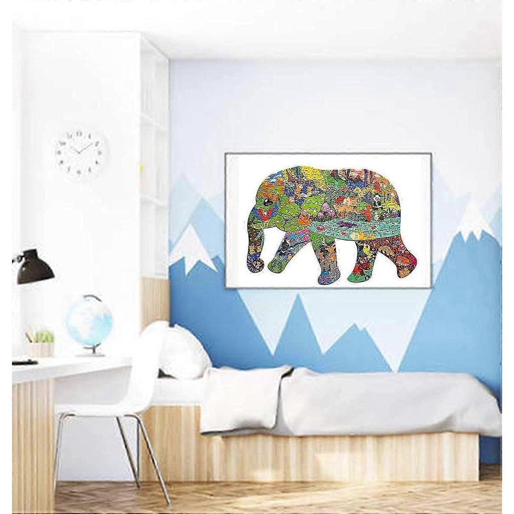 Puzzle per Bambini dai 4 agli 8 anni, 8-10 anni, 10 anni e Adulti 200 Pezzi Puzzle Difficili a Forma di Elefante Animale per Bambini e Bambine Regalo di Natale Compleanno