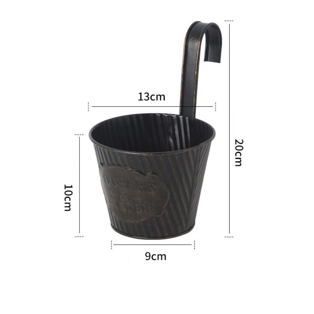 Metal Hanging Flower Pots Wall Mounted Drainable Hanging Planter with Hooks Railing Flower Planter Indoor Balcony