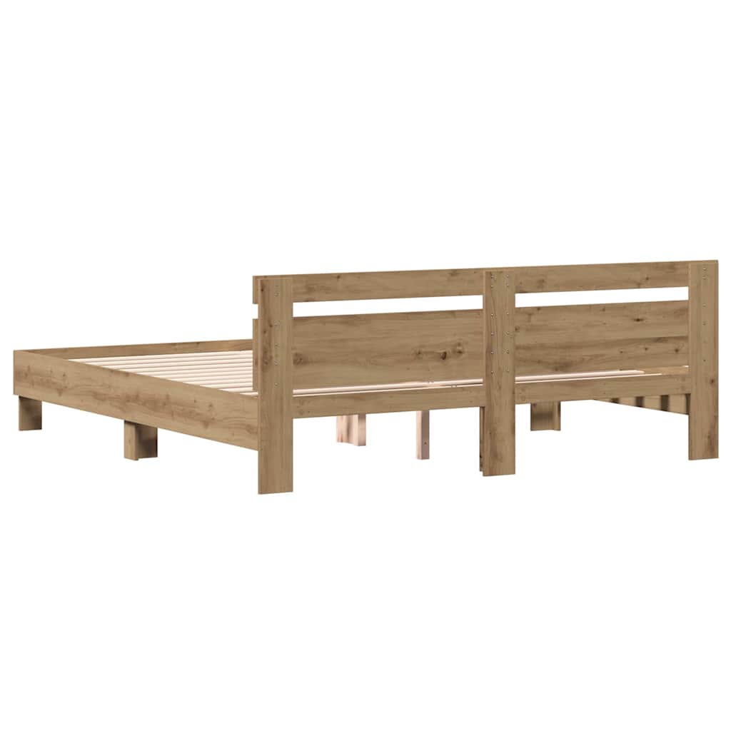 Bed Frame Artisan Oak 203 x 185 x 70 cm Engineered Wood