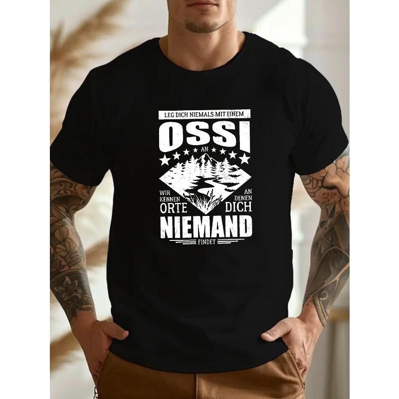 

European sizes Never Mess with an Ossi Crinkle Plus Size Men S T-Shirt 4XL чорний