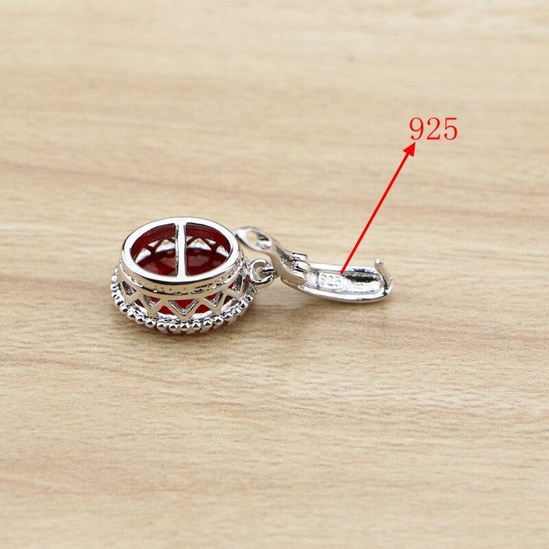 Oval Red Zircon Jewelry Drop Earrings Silver Color Dangle Earring For Women Free Jewelry Box