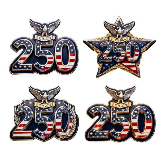 4Pcs/Set America 250th Anniversary Decoration 2D Flat Acrylic Pendant 1776 To 2026 Commemorative Hanging Ornament for Xmas Tree Door Car