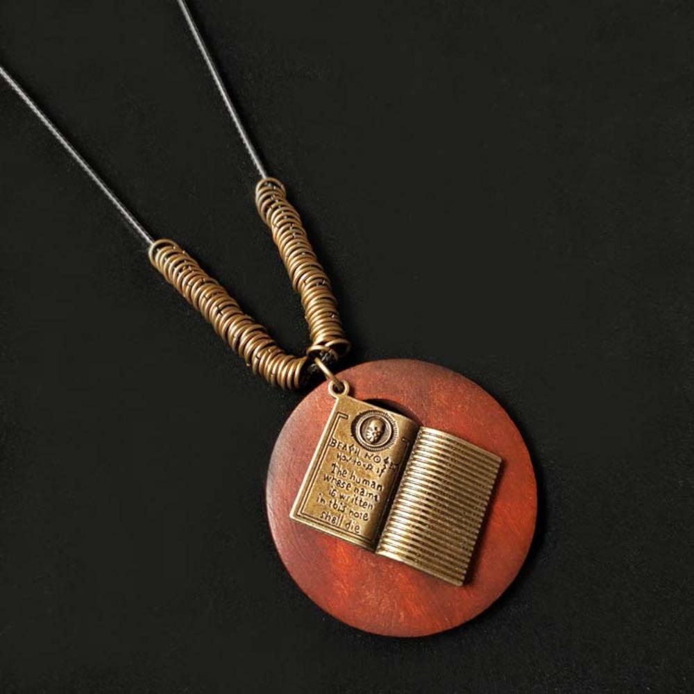 Round Clothing Pendant Retro Ethnic Sweater Necklace Gifts Vintage Leather Lanyard  Women Girls