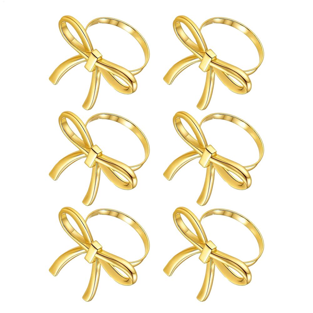

Napkin Rings Set 6pcs Elegant Bow Shape Buckle Clips Holder for Wedding Easter Holiday Dining Table Decorations Party Supplies