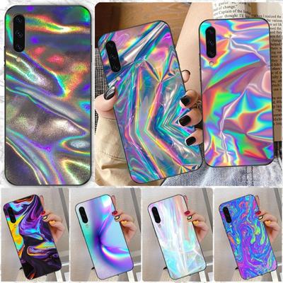 Handyhülle mit holografischem, buntem Muster für Samsung A91 A81 A73 A72 A71 A30S A20 A12 A13 A52 A53 4G 5G, weiche schwarze Handyhülle