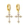 Cross Zircon Stud Earrings Hip Hop Fashion Men Ear Cuff Jewelry