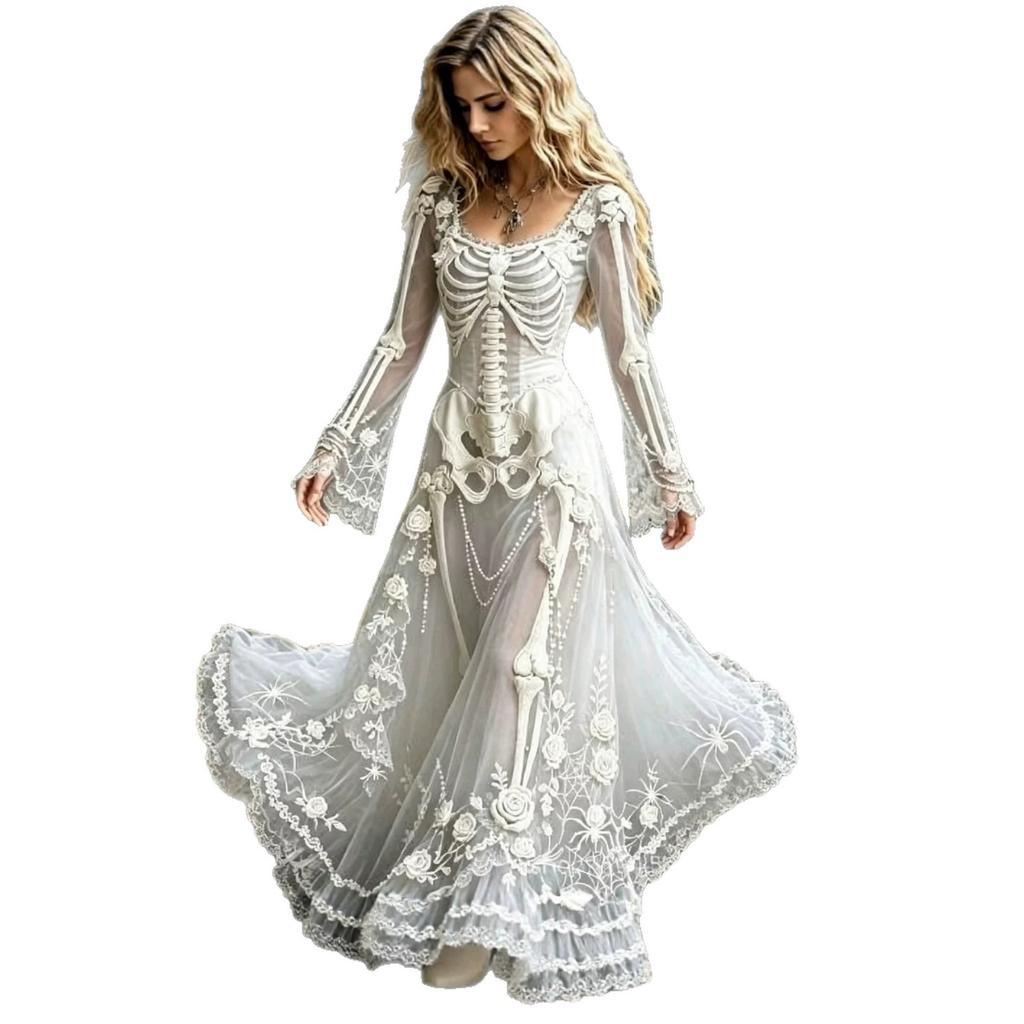 Hot Sale Craft V-Neck Sweet Ladies Halloween Dress Ladies Dress