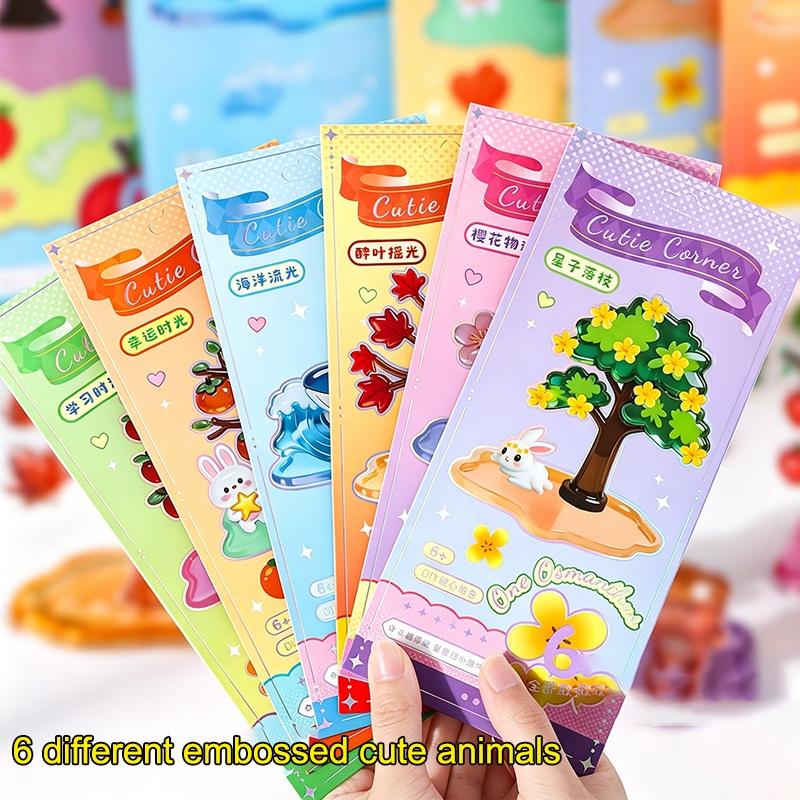 3D Stickers Cute Relief Stickers Fun Stacking Series Children'S Toys Exchange Stickers Office School Supplies Stationery