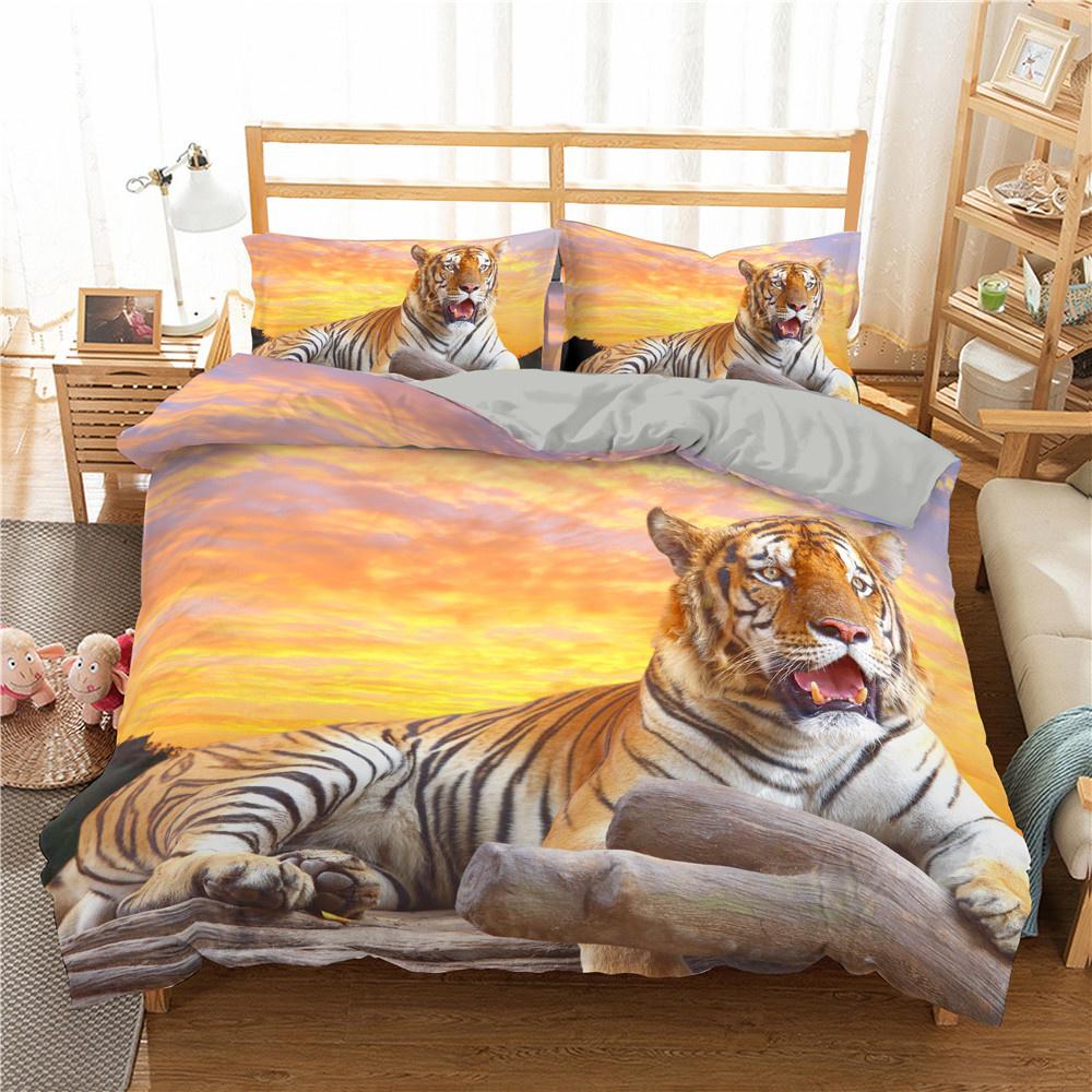 3D Printed Bedclothes Tiger Duvet Cover Set Single Twin Double Queen Size Bedding Set Comforter Cover Set Animal Bedding Set