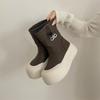 Thick-soled Heightening Micro-elastic Short Tube Thin Boots Women's 2025 Autumn New Ins Wind Short Boots Muffin Bottom Women's Boots