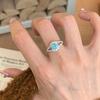 Sea blue Zircon rings for women Gentle style new in Light luxury fashion exquisite engagement ring Zircon