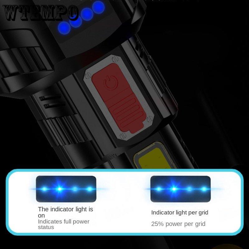 Powerful Torch Outdoor Rechargeable Led Side Light Home Portable Mini Lighting Multifunction Torch