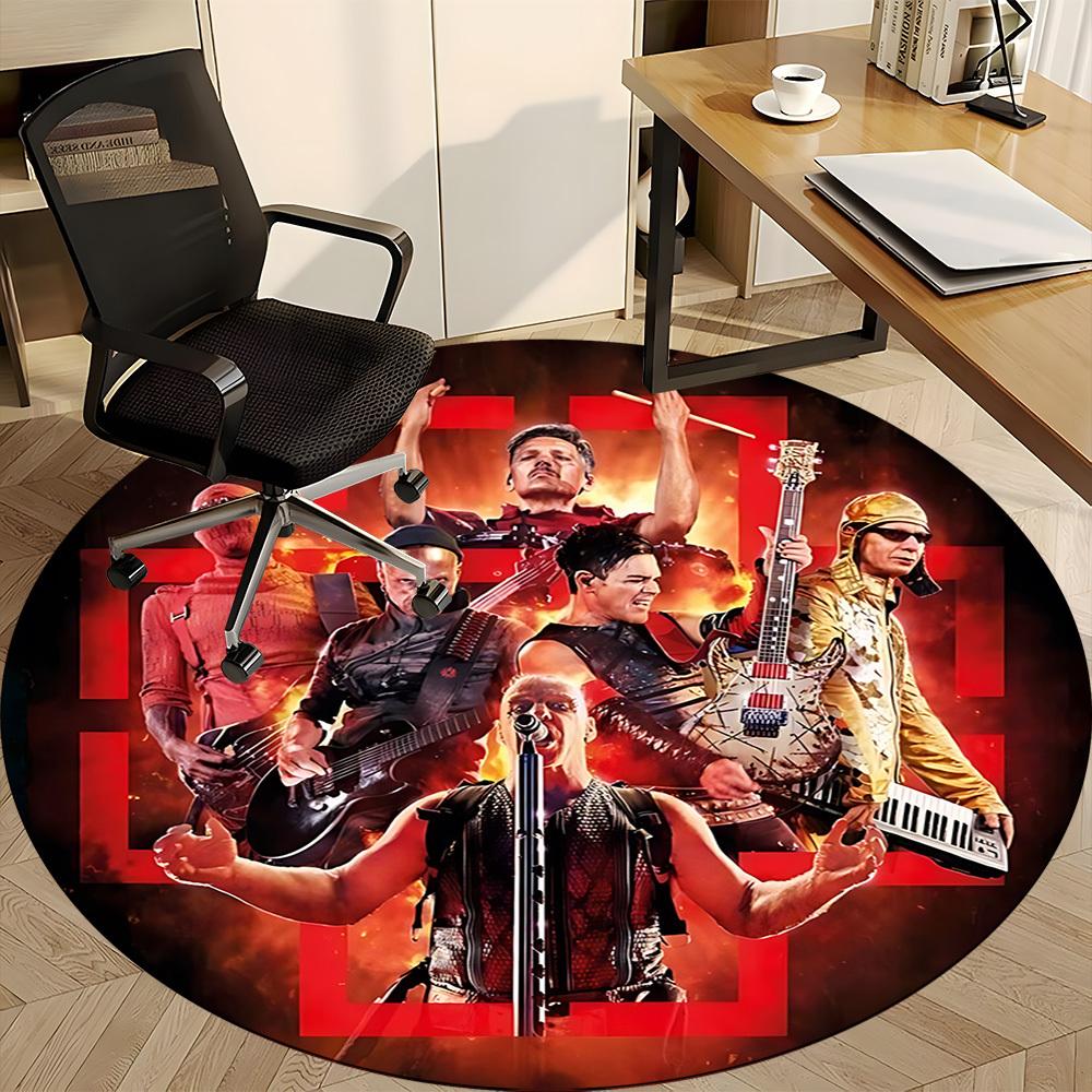 1pc Rammstein Band Carpet, Round Non-Slip Durable Large Size Office Carpet, Suitable for Office,yy250908039