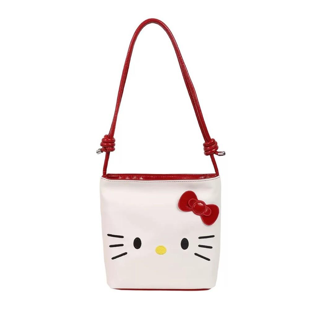 Hello Kitty Water Bucket Bag For Women With Pu Material And Large Capacity For Daily Use красный