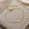 Teamer Embossed Cross Pendant Bracelet Stainless Steel Gold Color For Women Girls Fashion Romantic Vintage Jewelry Gift