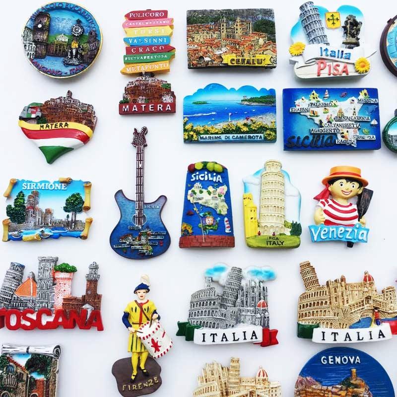 Italy Milan Fridge Magnet Souvenirs Venice Roma Pisa Florence Magnetic Magnets Resin Refrigerator Stickers Home Decoration Gifts