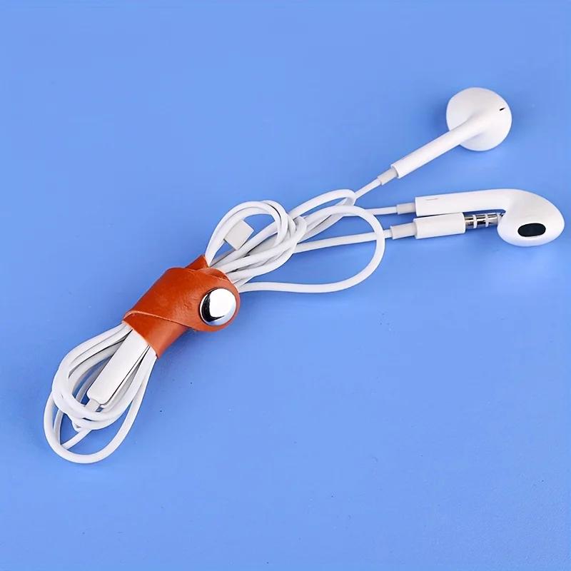 Xiaomi 5pcs Faux Leather Data Cable Earphone Tie Desktop Storage Organizer for Mobile Phone Headphones Wire Management