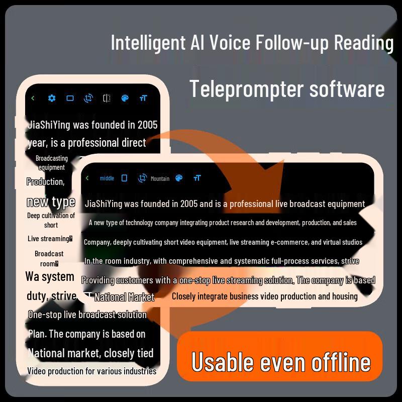 JiaShiYing Mobilní teleprompter pro živé vysílání