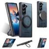 Samsung Z Fold7/6/5 Magnetic Wireless Charging Case with 360° Rotating Ring Stand and Leather Finish