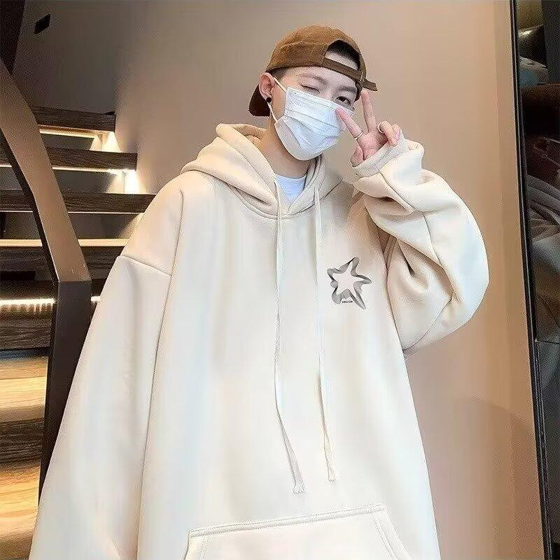 

Мужской свитер с капюшоном, повседневный свободный модный топ с буквенным принтом, универсальное пальто 5XL абрикосовый