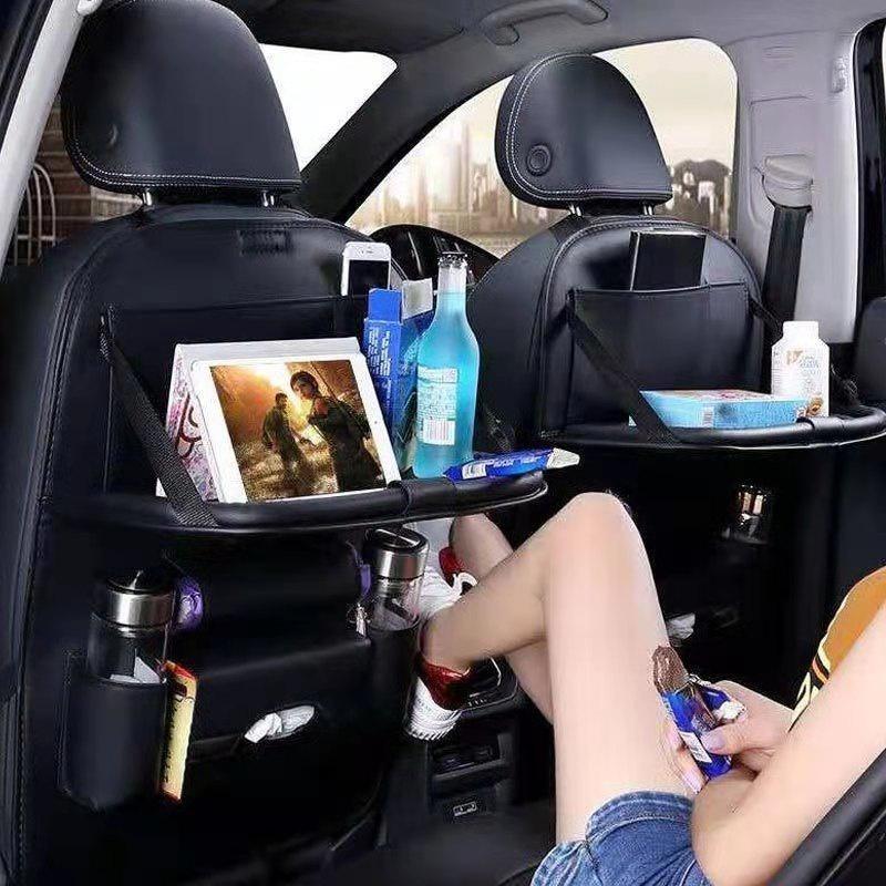 Multi-pocket Car Seat Back Hanging Organizer Bag Universal Auto PU Leather Storage Holder Bag Foldable Shelf
