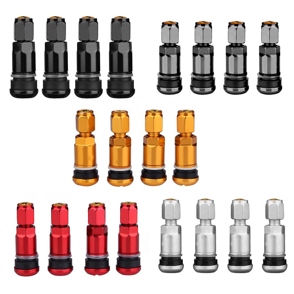 4ks Univerzální kovové ventilky pro bezdušové pneumatiky automobilů a motocyklů, krytky ventilků