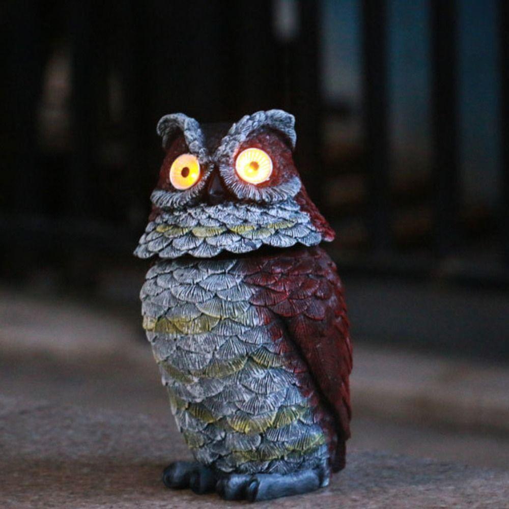 Roztomilé zvířecí sochy, světelná pryskyřičná zahradní socha, lampa, řemesla, sova, solární světlo, trávník