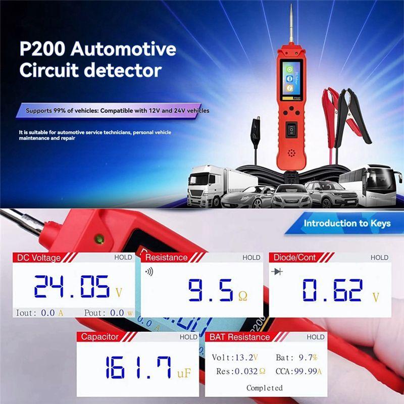 P200 Car Electric Circuit Tester Probe Pen Tester Voltage Resistant Test Voltage Power Probe Kit Auto Battery Teste