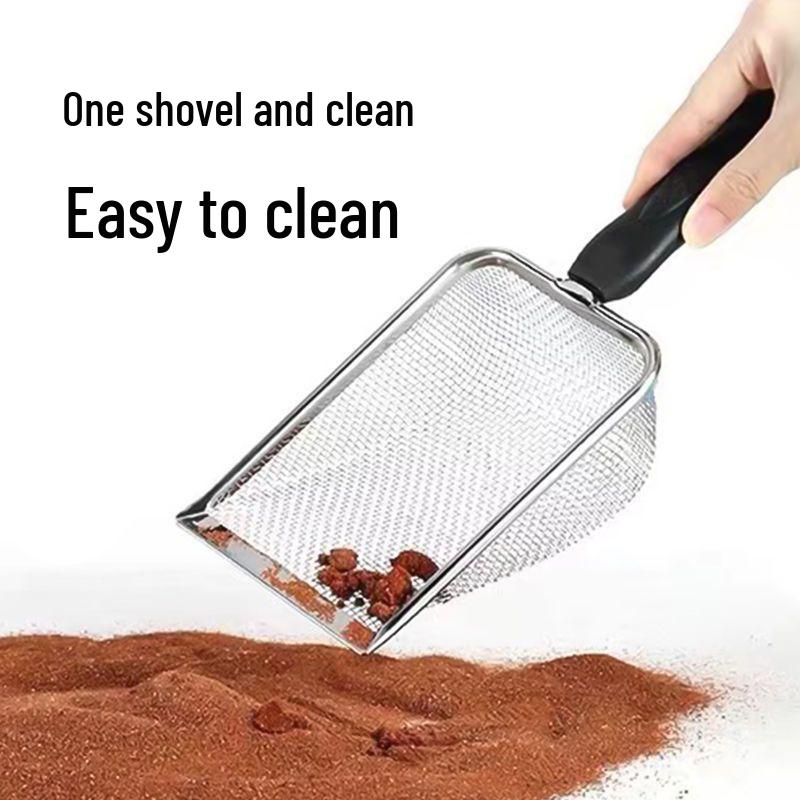 Stainless Steel Cat Litter Scoop with Small Holes - Ideal for Bentonite and Walnut Sand
