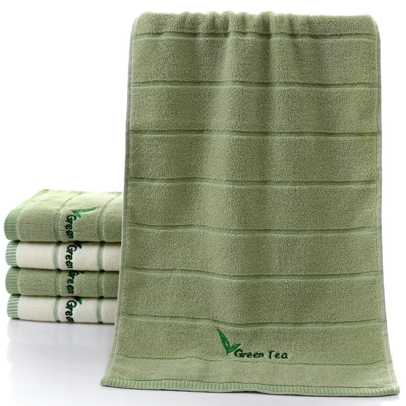 Soft Striped Green Tea Terry Towels for Adults Face Hand Towels Bathroom Camping Yoga Towel