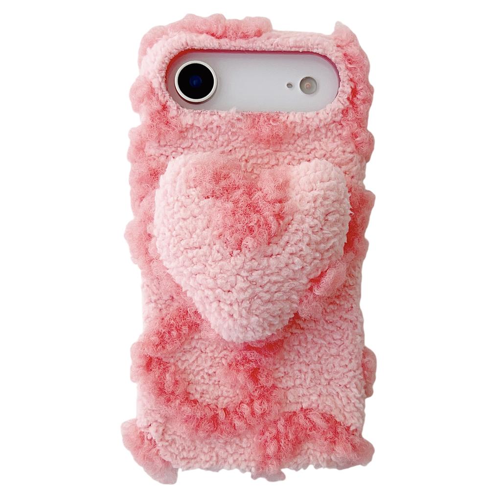 For iPhone Air Case 3D Heart Plush TPU Winter Warm Soft TPU Phone Cover