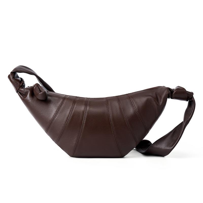 Niche first-layer lambskin diagonal span Lazy croissant leather single shoulder diagonal span dumpling bag girl