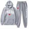 European Size Plus Fashion Printed Sweater Autumn and Winter Fleece Warm Hoodie Casual Sports Women's Suit