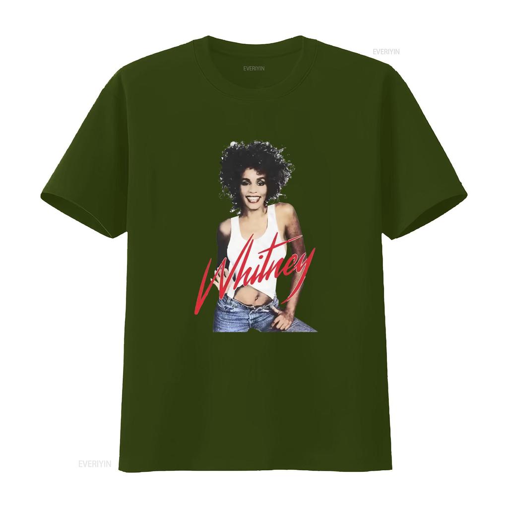 T-shirt Whitney Houston Iconica Foto Stampa Wanna Dance Stile Retro Moda vintage Lavata Alla Moda uomo Comoda