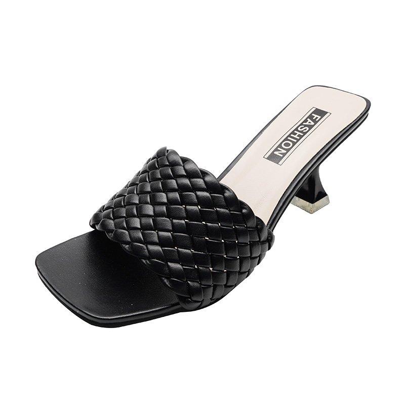 

Летние Новые Босоножки с Квадратным Носком, Черными Стразами, Тонким Каблуком и Высоким Каблуком для Женщин 35 чёрный