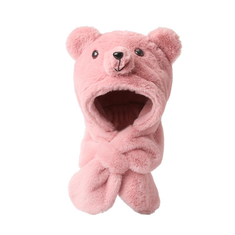 Cartoon Ear Warm Plush Hat Imitation Rabbit Fur Cute Scarf New Winter Kid Earmuffs розовый