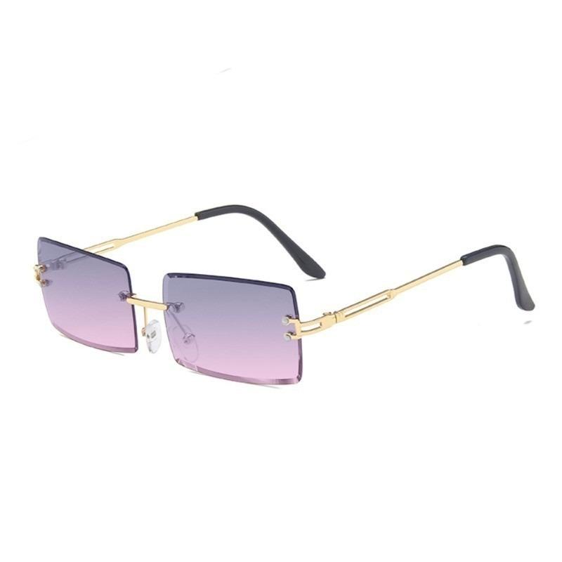 Retro Women Sunglasses Brand Designer Fashion Rimless Gradient Sun Glasses Shades Lady Cutting Lens Ladies Frameless Eyeglasses