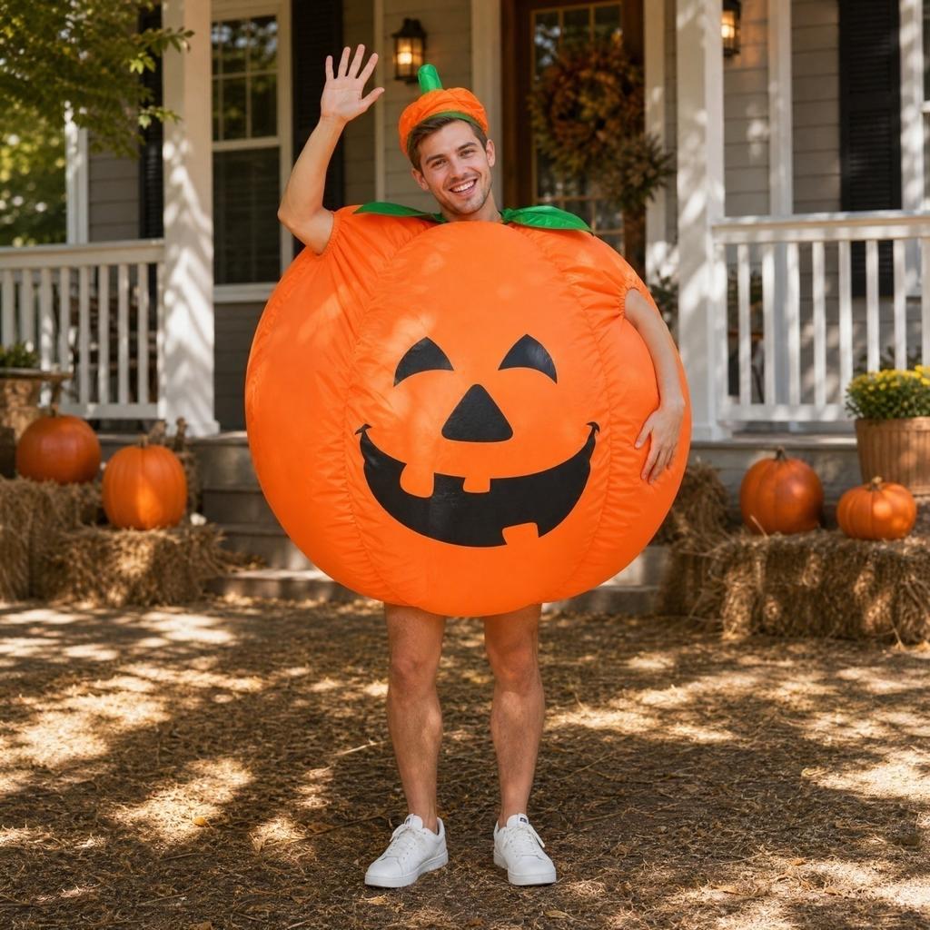 Inflatable Pumpkin Halloween Costume for Adults Funny Party Outfit