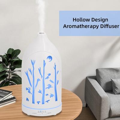 7 Farben LED Aromatherapie Diffusor Hohles Design, 3 Ätherische Öle, Automatische Abschaltung & Flüsterleise zur Stressreduzierung, Schlaf